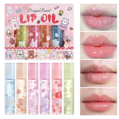 6 Pcs Dragon Ranee Glass Mirror Lip Oil 